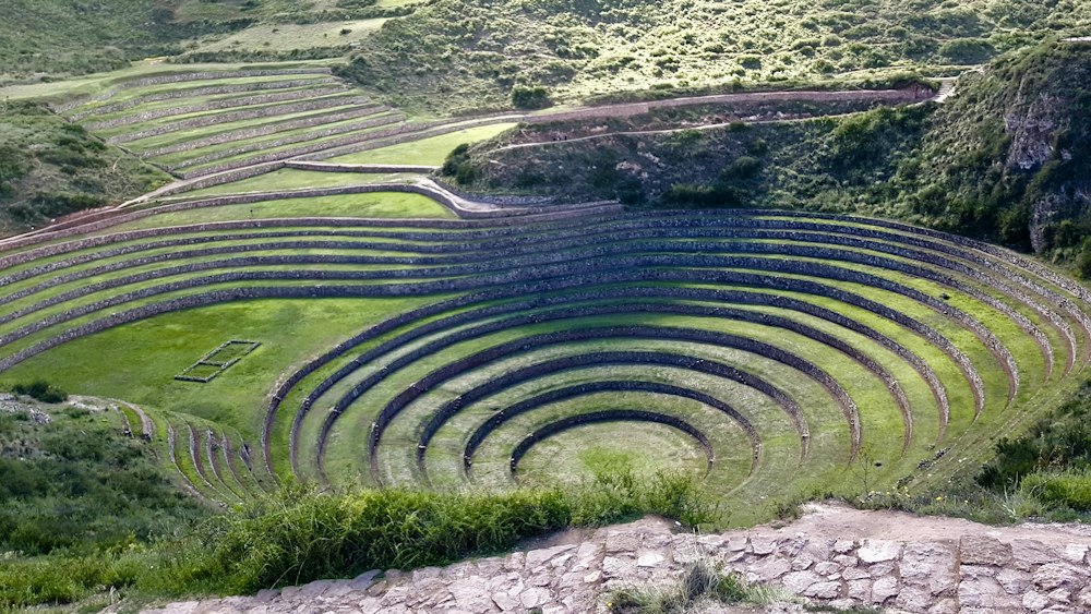 Illustrative aerial view of circular agricultural pattern, not verified as Moray